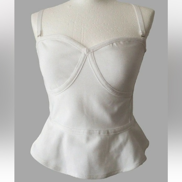 WOW couture Tops - Wow Couture White Cropped Peplum Bandage Corset Top Sizes S, L